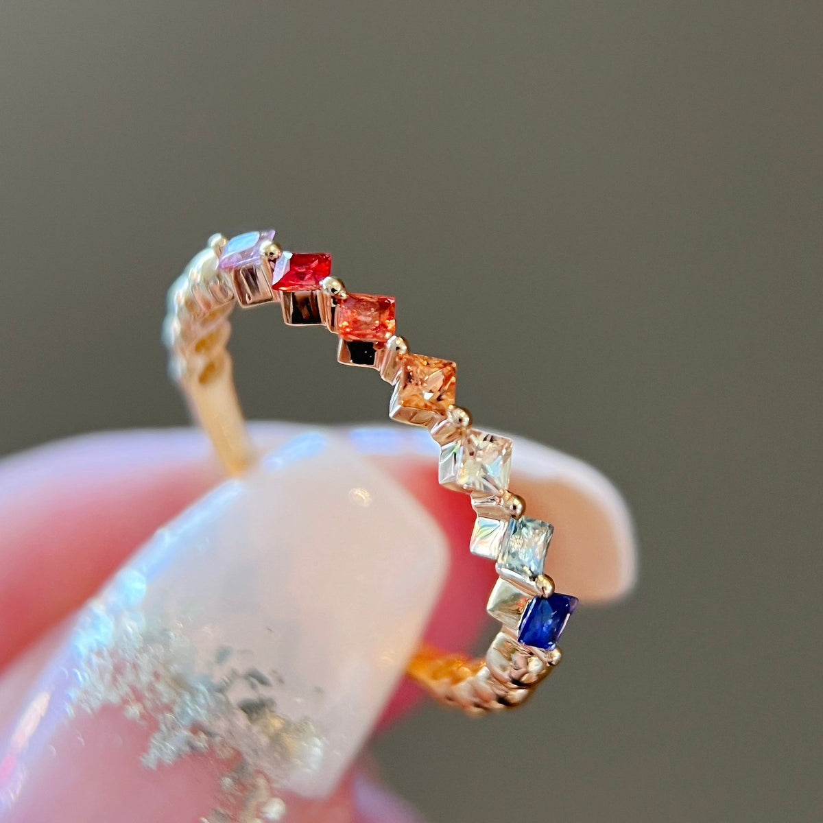 Rainbow Dewdrop Ring